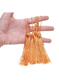 Tupalizy Mini Silky Handmade Soft Flossy Bookmark Tassels With Cord Loop For Keychain Earring Jewelry Making Souvenir Graduation Clothing Sewing Gift Tag Diy Craft Projects 20Pcs (Orange)  - Image 5