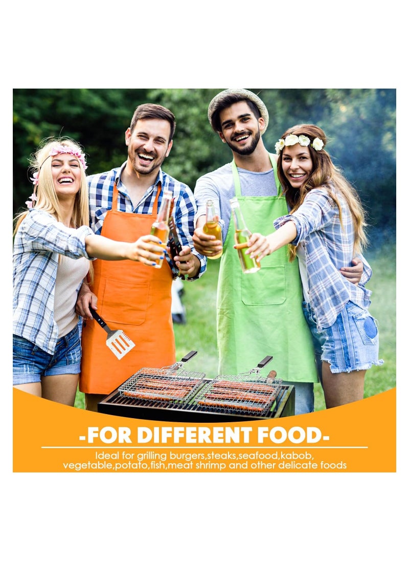 SYOSI - Grill Basket for Outdoor, 2 Pcs BBQ Grill Basket Fish Grilling Basket, with Handle Stainless Steel Portable Grill Rack, Dishwasher Safe, for Vegetables Shrimp Steak Cooking, for Variety of Grills - Image 1