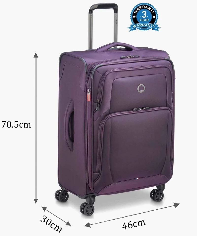 DELSEY Paris 70 Optimax Lite 70 Cm Softcase 4-Double Wheeled Expandable Check-In Luggage Trolley - Purple  | Best Price UAE