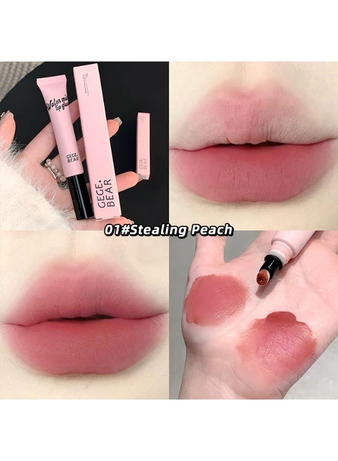 Gege Bear Dreamy Matte Lipstick | Water Mist Soft Velvet Texture | Lightweight Feel with Full Coverage | Long-Lasting Lip Color | Moisturizing with Plush Brush Applicator | Korean-Inspired Lipstick Shades for Women & Girls (01#Stealing Peach, 10g) - Image 3