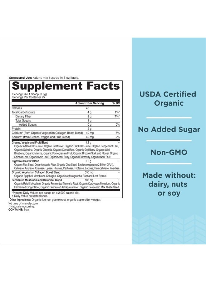 Ancient Nutrition Supergreens Powder, Organic Superfood Powder with Collagen, Made from Real Fruits, Vegetables and Herbs, for Digestive and Energy Support, 25 Servings, 7.5oz - Image 2