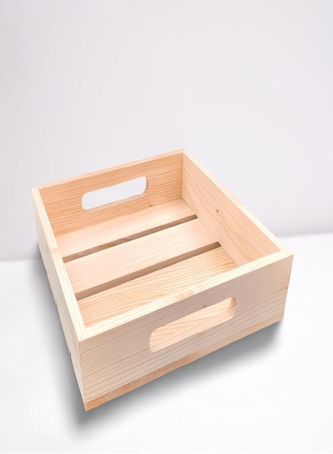 Kizzi Basket for Gift Hamper Pinewood Square Basket Tray 8x8x2.5 Diwali Wedding Gifting Decoration DIY Tray - Image 1