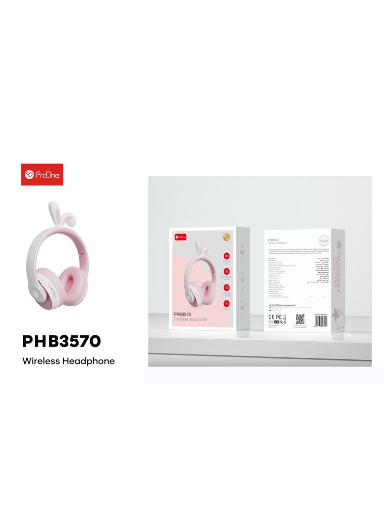 ProOne - ProOne PHB3570 Wireless Headphone - Bluetooth 5.0, Up to 24 Hours Playtime, AUX-IN, 27 Hours Talk Time, Comfortable, Adjustable, Compatible with PlayStation, PC, Laptop - Image 1