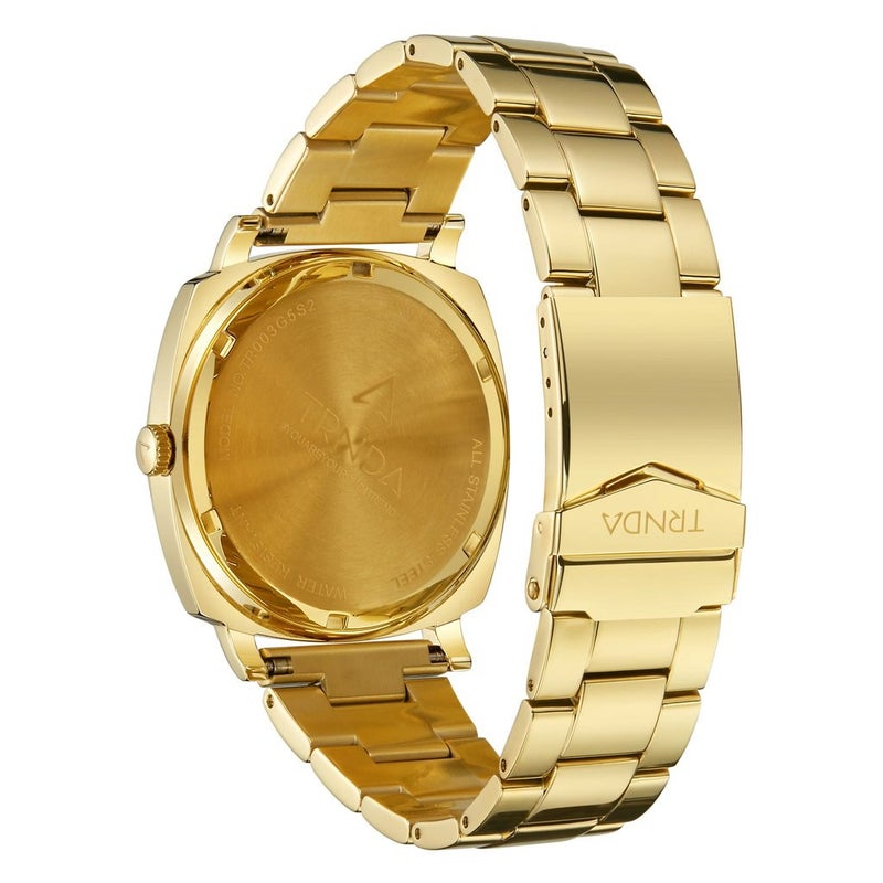 ترندا ساعة TRNDA من الستانلس ستيل الذهبية الشكل المربعة - بيان موضه للرجال مع مينا ساعة سوداء خالدة - Image 4