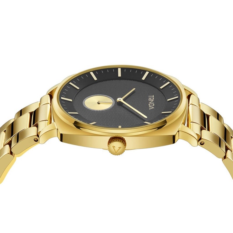 ترندا ساعة TRNDA من الستانلس ستيل الذهبية الشكل المربعة - بيان موضه للرجال مع مينا ساعة سوداء خالدة - Image 3