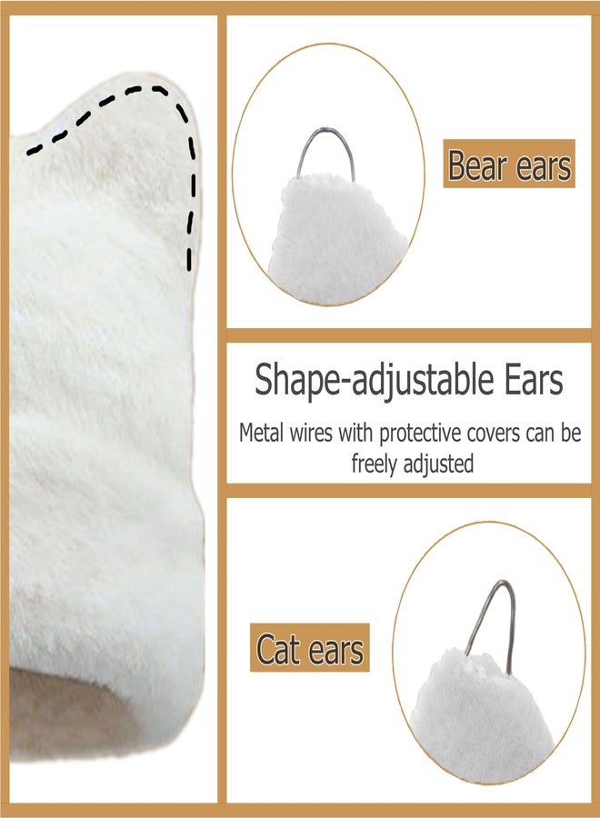 WHATWEARS Womens Winter Beanie Hat Cute Cat/Bear Ear Cap for Women, Warm Plush Hat, Ears - with Internal Support, White - Image 3