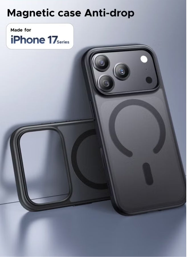 كارنييل جراب مغناطيسي لهاتف iPhone 17 Pro، مغناطيس قوي Magsafe مع زر كاميرا معدني، حماية من السقوط بدرجة عسكرية، لمسة نهائية غير لامعة مقاومة للخدش، جراب واقٍ مضاد للانزلاق ومقاوم للصدمات باللون الأسود - Image 1