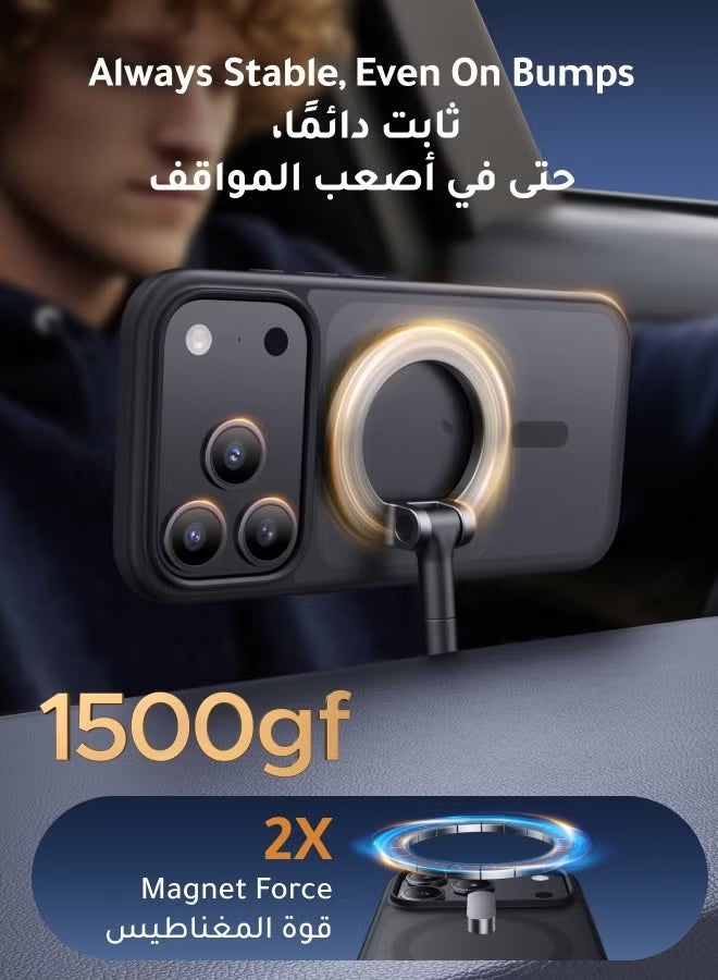 كارنييل جراب مغناطيسي لهاتف iPhone 17 Pro، مغناطيس قوي Magsafe مع زر كاميرا معدني، حماية من السقوط بدرجة عسكرية، لمسة نهائية غير لامعة مقاومة للخدش، جراب واقٍ مضاد للانزلاق ومقاوم للصدمات باللون الأسود - Image 3