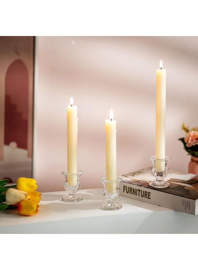 هوم زون 12 قطع من حوامل الشموع الزجاجية الشفافة المستدقة 2.5 انش، عصا شموع بارتفاع 2.5 انش لقطع الزينة المركزية للزفاف، لوازم الحفلات - Image 4
