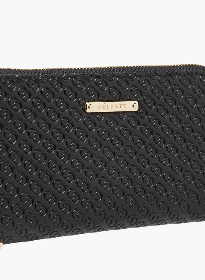 Celeste Monogram Embossed Zip Around Wallet