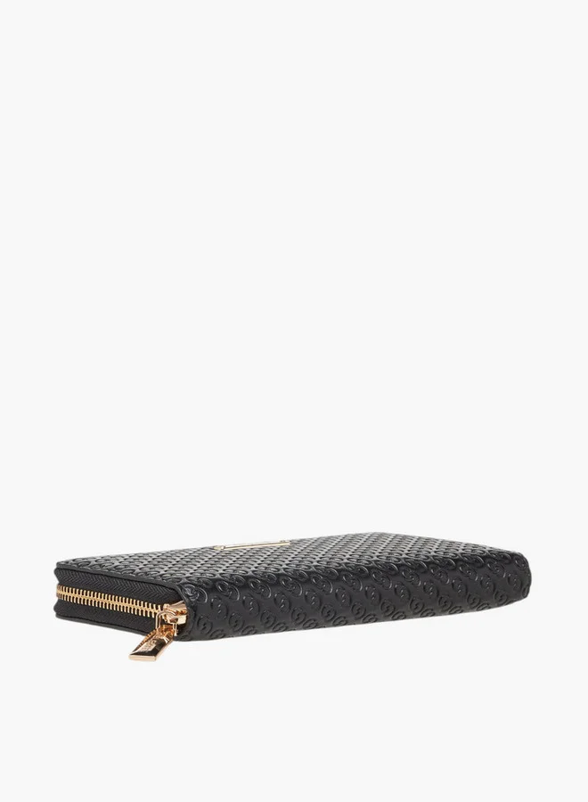 Celeste Monogram Embossed Zip Around Wallet