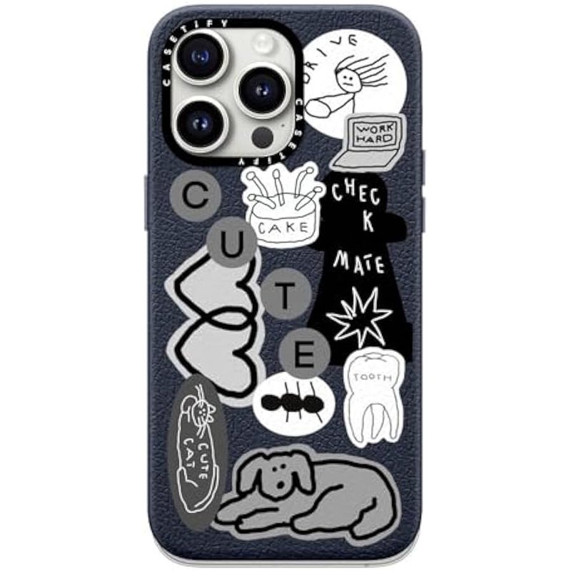 Casetify Pebbled iPhone 15 Pro Max Case 【Textured / 4.9ft Drop Protection/Compatible with Magsafe】 - Stickers Prints - INAP Sticker 01 - Navy Blue - Image 3