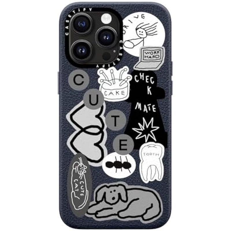 Casetify Pebbled iPhone 15 Pro Max Case 【Textured / 4.9ft Drop Protection/Compatible with Magsafe】 - Stickers Prints - INAP Sticker 01 - Navy Blue - Image 4