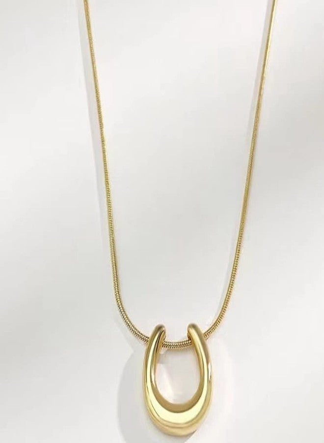 Jude Jewelers Stainless Steel Horse Shoe Style U Shaped Collar Statement Necklace (Gold) - Image 2