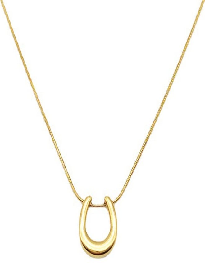 Jude Jewelers Stainless Steel Horse Shoe Style U Shaped Collar Statement Necklace (Gold) - Image 1