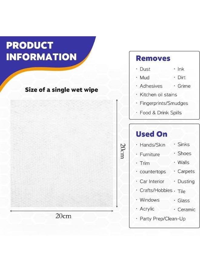 مناديل مبللة لتنظيف المطبخ [عبوة واحدة - 80 منديل] برائحة الليمون، مناديل مبللة قوية للتنظيف وإزالة الشحوم والزيوت، مناسبة للمطبخ والمطاعم، وآمنة على البشرة. - Image 2