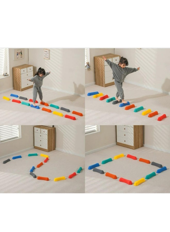 والالا أحجار مشي للأطفال | 6 أحجار موازنة بألوان قوس قزح | مسار حواجز حسية | عارضة توازن للأطفال | أحجار مشي بأسطح مانعة للانزلاق وسجادات سفلية | تُحسّن التنسيق الحركي - Image 2