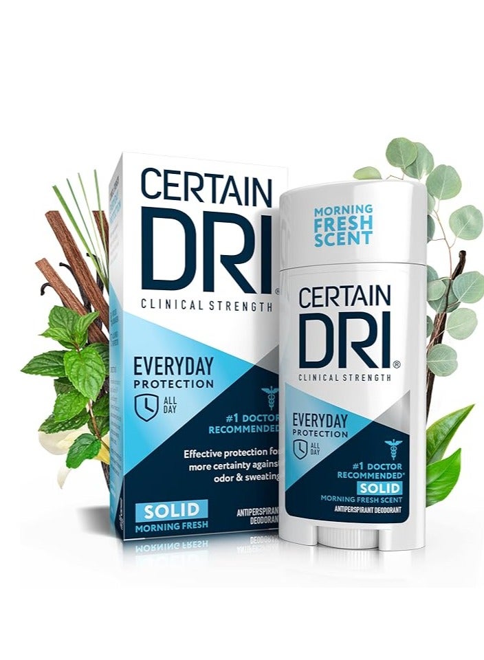 Certain Dri Everyday Strength Clinical Antiperspirant – 72HR Sweat Protection for Hyperhidrosis, Doctor Recommended – Travel-Friendly, Fresh Scent, (2.6 oz)