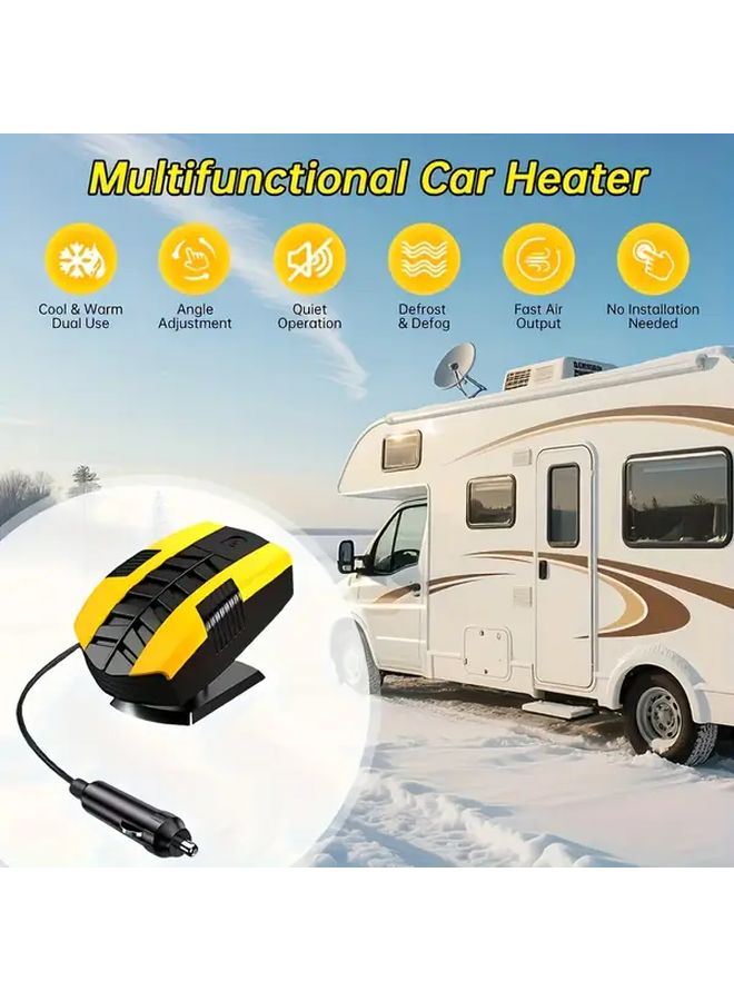 Yellow Black 12V Mini Car Heater Defogger Fast Heating Dual Mode Portable Defrost Tool - Image 4