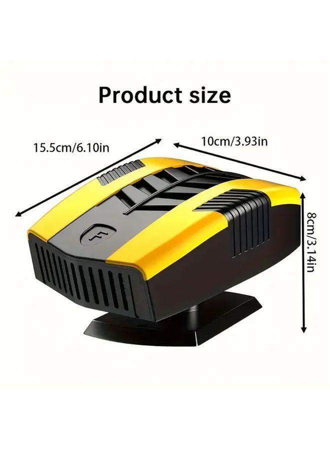 Yellow Black 12V Mini Car Heater Defogger Fast Heating Dual Mode Portable Defrost Tool - Image 2