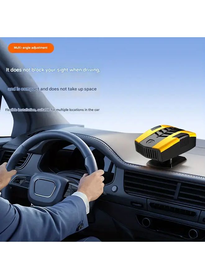 Yellow Black 12V Mini Car Heater Defogger Fast Heating Dual Mode Portable Defrost Tool - Image 3
