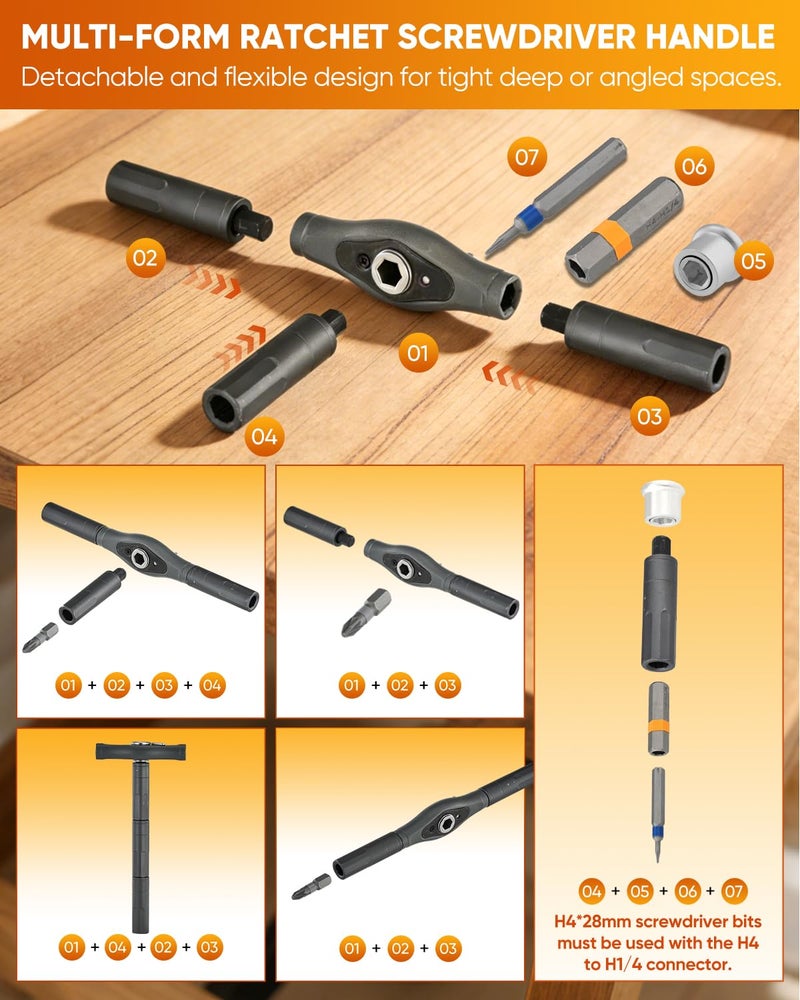 Saker 66 in 1 Magnetic Screwdriver Set Portable Multi Bit Ratcheting Screwdriver Kit with Detachable Handle for Home Electronics,Computer,Furniture, Bike,DIY,Gifts - Image 2