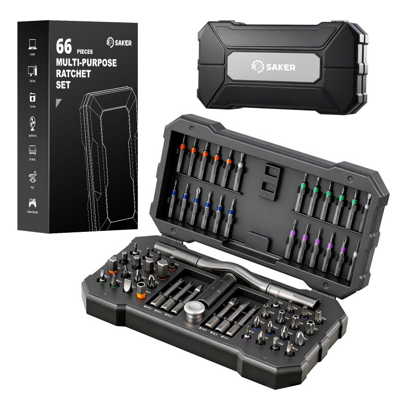 Saker 66 in 1 Magnetic Screwdriver Set Portable Multi Bit Ratcheting Screwdriver Kit with Detachable Handle for Home Electronics,Computer,Furniture, Bike,DIY,Gifts - Image 1