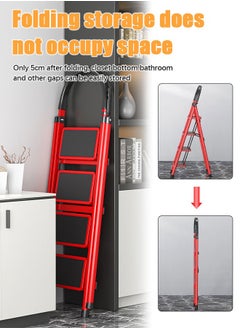 Occuwzz Foldable 5 Step Ladder Aluminum Ladder Lightweight Portable Non-slip Pedal For Home and Kitchen  - Image 3