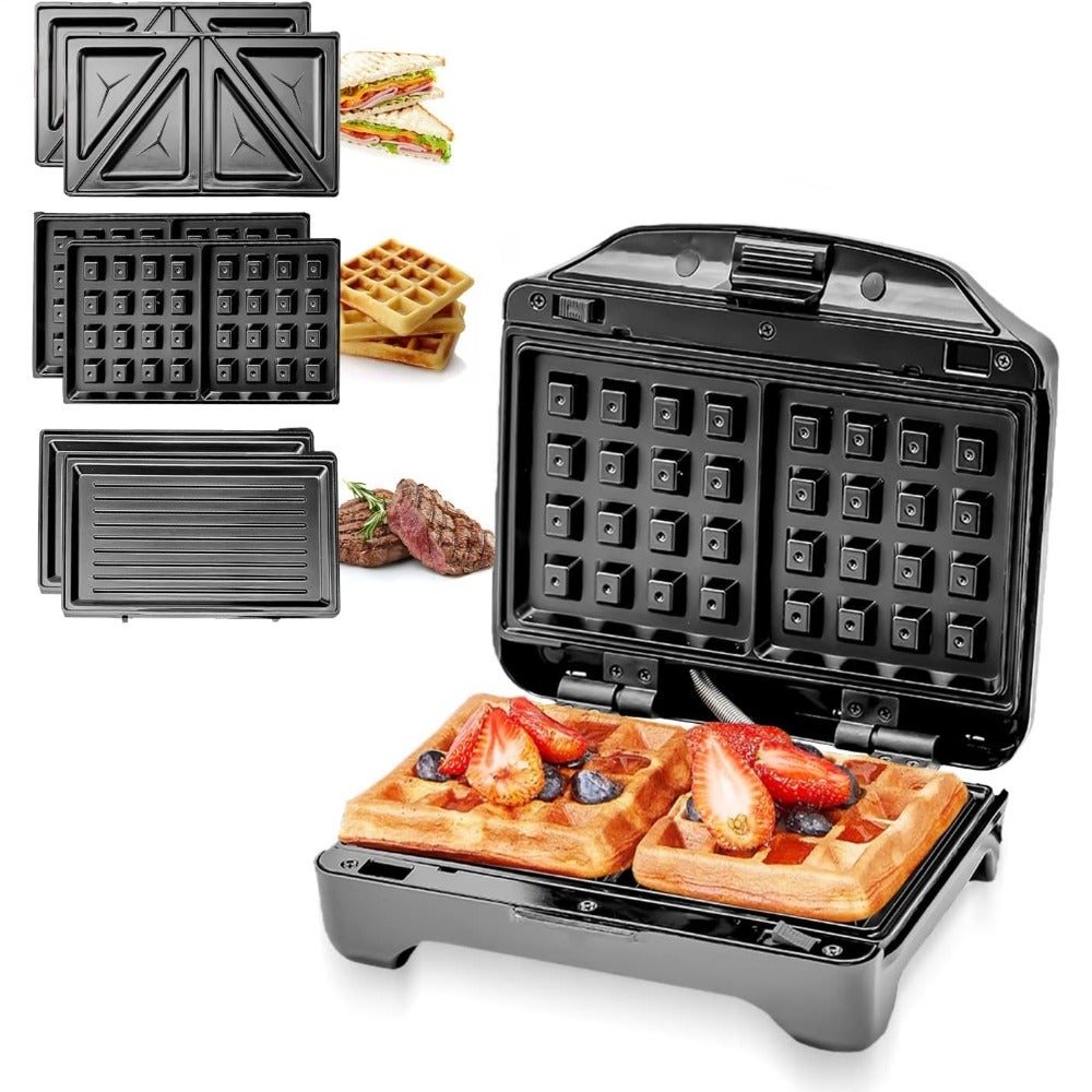 750W 2 Slice Sandwich Maker - Cooks DelicioUS Crispy Sandwiches - Cool Touch Handle, Automatic Temperature Control And Non-Stick Plate - Breakfast Sandwiches Cheese Snack - 2 S