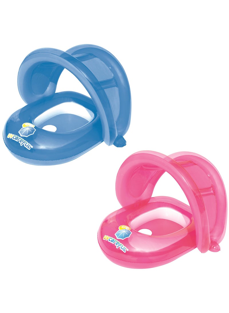 Bestway UV Care Baby Seat 80x85cm, Assorted 1 Piece (Color May Vary) | Detachable Sunshade | Inflatable Baby Float | Baby Pool Float | Summer Water Toy | Pool & Beach Toy - Image 1