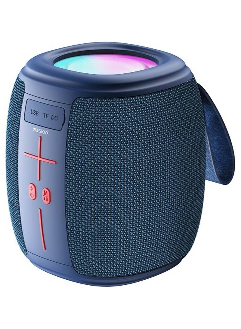 Yesido YSW14 Wireless Bluetooth Speaker – Deep Bass Sound with 66mm Driver, RGB Ambient Light Strip, USB & SD Card Support, Dual Playback Modes, 1200mAh Rechargeable Battery – Portable Stereo Music System for Home, Outdoor, Parties, Travel – Blue - Image 1
