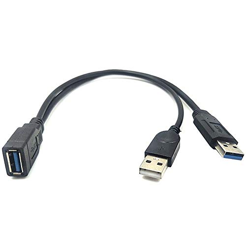 ANRANK USB 3.0 Female to Dual USB Male Extra Power Data Extension Cord Adapter Splitter Y-Cable Black - Image 2