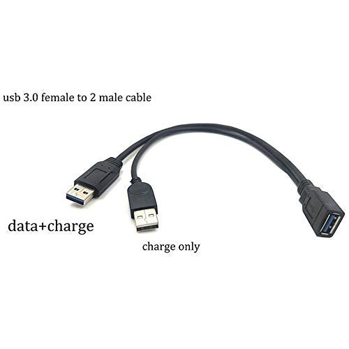 ANRANK USB 3.0 Female to Dual USB Male Extra Power Data Extension Cord Adapter Splitter Y-Cable Black - Image 3