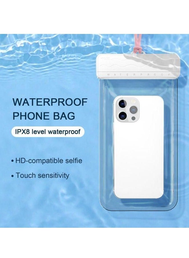 Waterproof Phone Bag Touch 7 Inch Universal Phone Pouch IPX8 Waterproof Phone Case for Swimming with Lanyard Around Neck or Hand (white). - Image 2