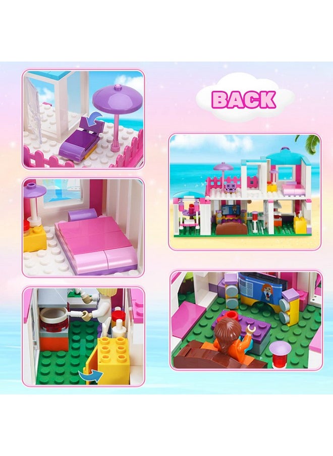 BRICK STORY - Dream Girls Friends House Building Sets Beach House For Girls 319 Pcs Seaside Villa With Swing Sun Lounger Building Kit Play Set Toys For Kids Aged 6-12 - Image 1