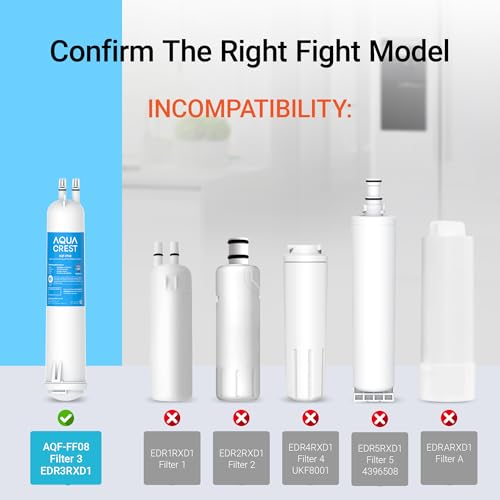 AquaCrest AQUA CREST EDR3RXD1 Replacement for 4396841, Everydrop® Filter 3, 4396710, Kenmore® 46-9083, 46-9030, Refrigerator Water Filter, 3 Filters - Image 3