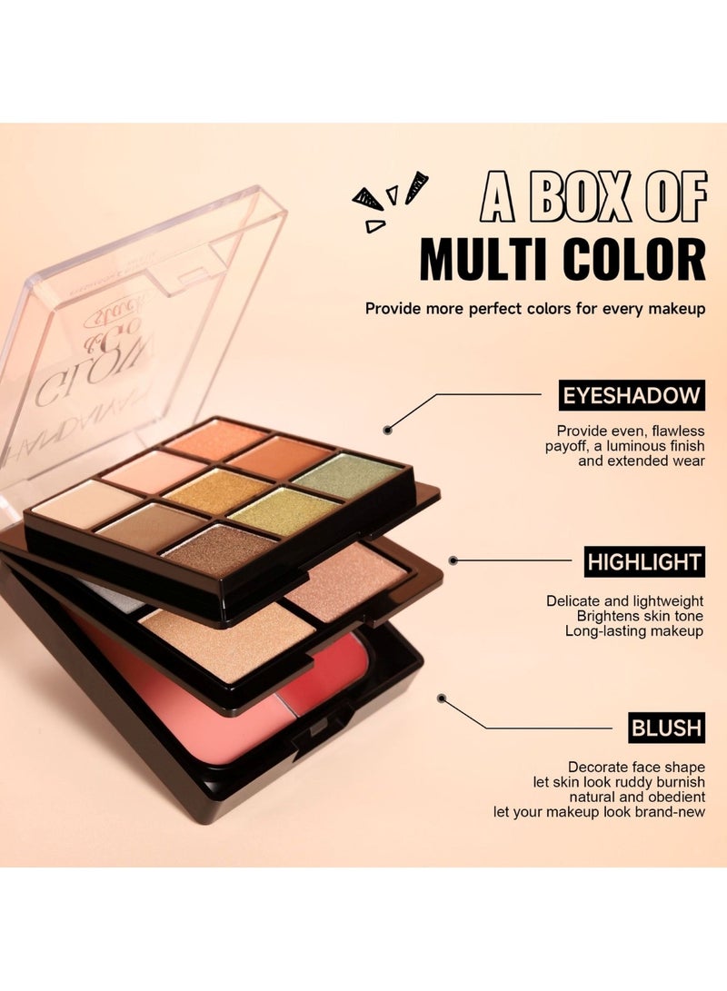 Huitich 3-Layer Eyeshadow, Blush & Highlight Palette Shade #02 - Image 5