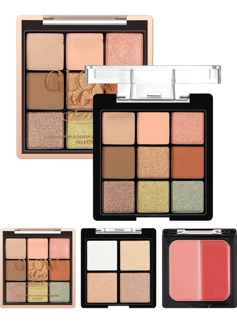 Huitich 3-Layer Eyeshadow, Blush & Highlight Palette Shade #02 - Image 2