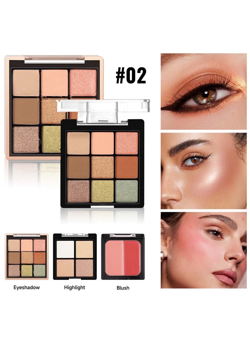 Huitich 3-Layer Eyeshadow, Blush & Highlight Palette Shade #02 - Image 1