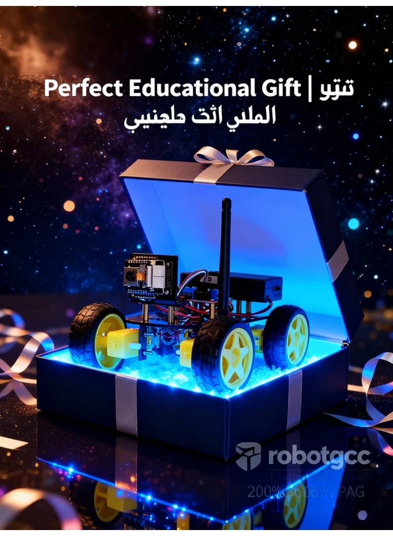 Wi-Fi Vision Robot Car | Browser Control + Target Tracking + PID Speed Control | Expandable Sensors/Servos/Storage | Unified Platform for Coding & IoT Labs