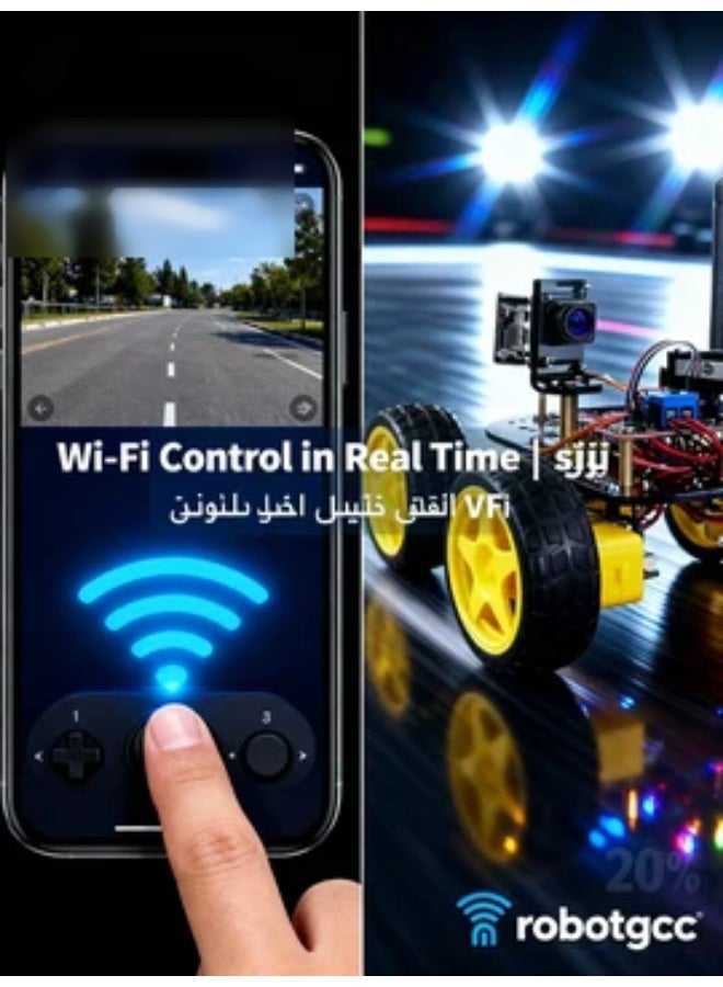 Wi-Fi Vision Robot Car | Browser Control + Target Tracking + PID Speed Control | Expandable Sensors/Servos/Storage | Unified Platform for Coding & IoT Labs