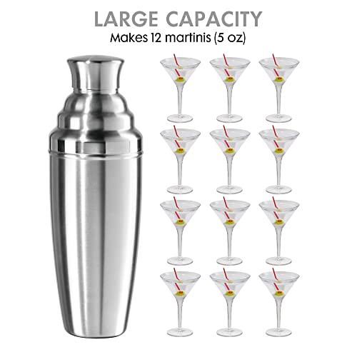 Oggi Jumbo Cocktail Shaker 60 oz - Stainless Steel Construction, Built in Strainer - Ideal Large Cocktail Shaker for Parties, Mixes 12 Martinis - Image 2