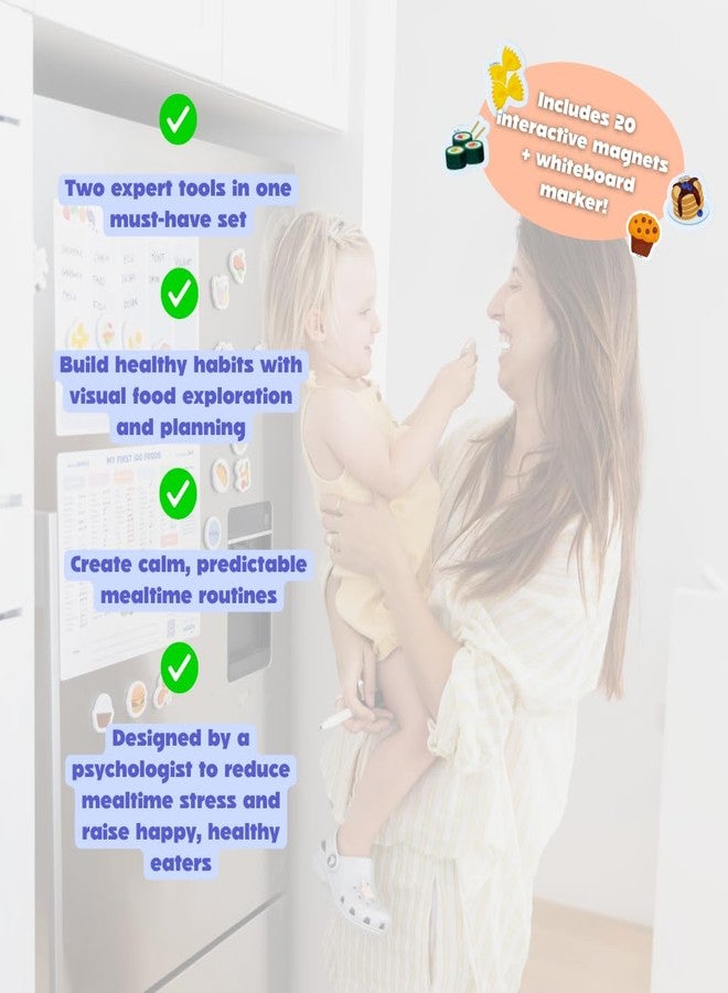 CATCHY - My First 100 Foods Tracker + Our Weekly Menu Set - 1 Magnetic Whiteboard Checklist, 1 Food Planner, 20 Fridge Magnets + 1 Marker - For Introducing Solids & Weekly Meal Planning - Reusable - Image 4