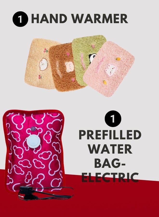 Breeze & Ripplez Breeze & Ripplez™ Set of 1Pc Electric Hot Water Bag Red Color and 1 Pc Hand Warmer Thick Soft Cover Beige Color Dual Comfort - Image 2