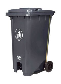 VINSTAR 100 Ltr Grey Outdoor Waste Center Pedal Bins, Garbage Can Container With Attached Lid & Two Wheeled - High Density Polyethylene (HDPE) Heavy-Duty  - Image 1