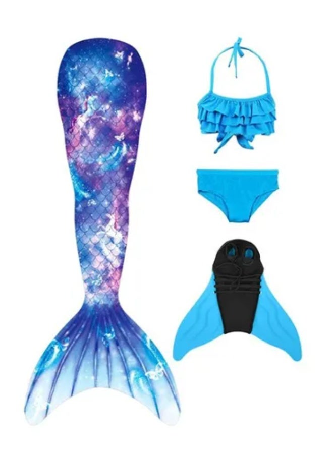 LOULUEN Girls Mermaid Tail Costume With Bikini For Swimming Party Cosplay For Girls