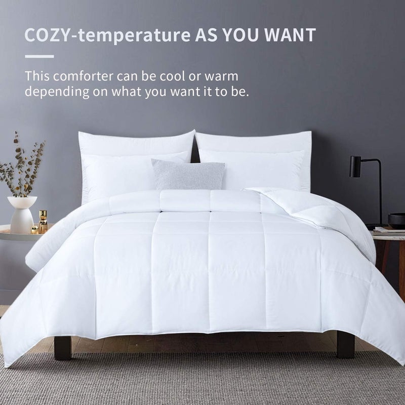 HOMBYS All-Season Bamboo Blanket, Queen Size, Quilted Down Alternative Comforter, 100% Silky Touch Cover with 8 Ties, Breathable Comforter for Night Sweats, 228 x 228 cm - Image 2