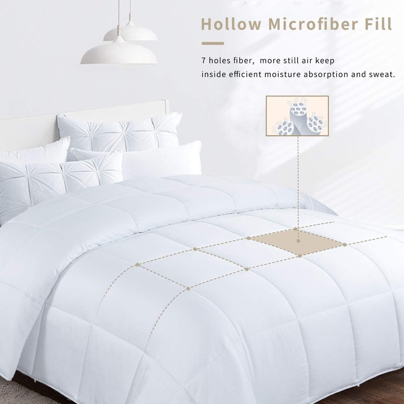 HOMBYS All-Season Bamboo Blanket, Queen Size, Quilted Down Alternative Comforter, 100% Silky Touch Cover with 8 Ties, Breathable Comforter for Night Sweats, 228 x 228 cm - Image 5
