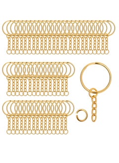 SYOSI 100 Pieces Metal Split Key Rings with Chain and Open Jump Rings  Diameter Split Key Chain Rings for DIY Crafts Keys Pendant Jewelry Making Gold  - Image 1
