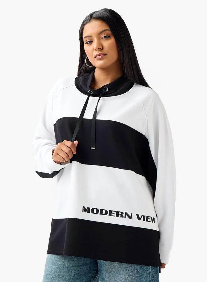 Ulla Popken Ulla Popken Relaxed Fit Sweatshirt with Stripes